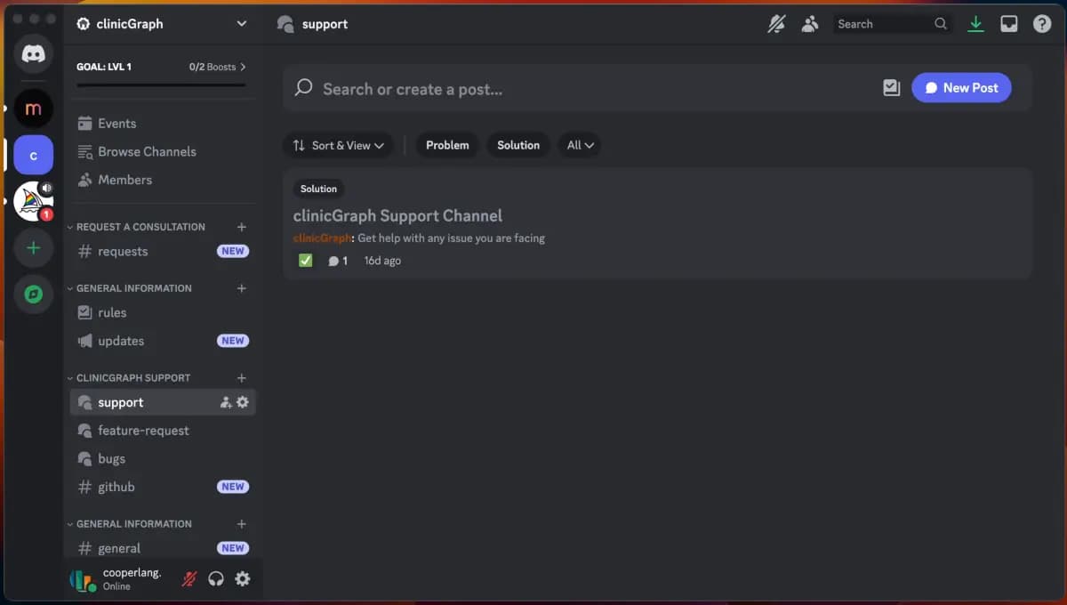 clinicGraph Discord server screenshot